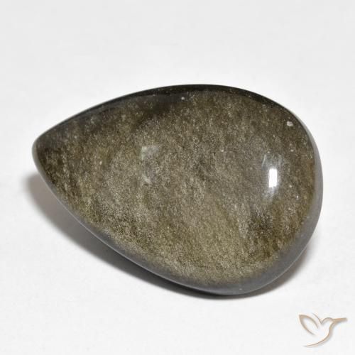 22.95ct Naturale Nero con riflessi dorati Ossidiana, Forma a pera, Opaco