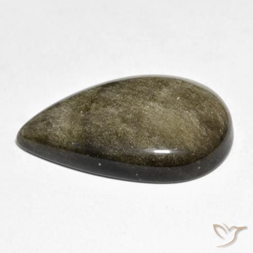 Ossidiana Nero con riflessi dorati naturale da 22.95 ct, Forma a pera, Opaco