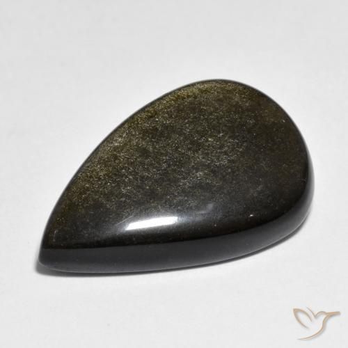 Ossidiana Nero con riflessi dorati naturale da 18.27 ct, Forma a pera, Opaco