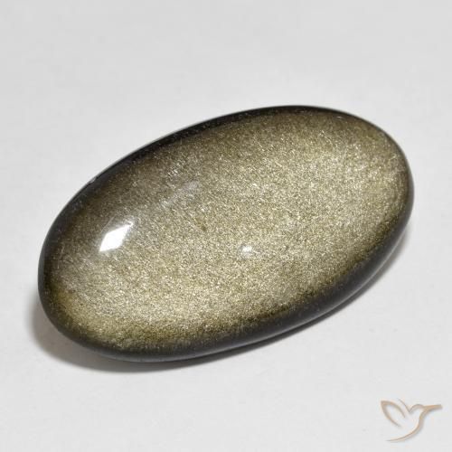21.84ct Naturale Nero con riflessi dorati Ossidiana, Ovale, Opaco