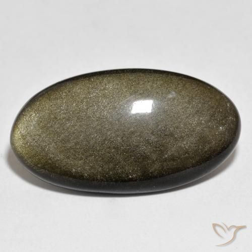Ossidiana Nero con riflessi dorati naturale da 21.84 ct, Ovale, Opaco