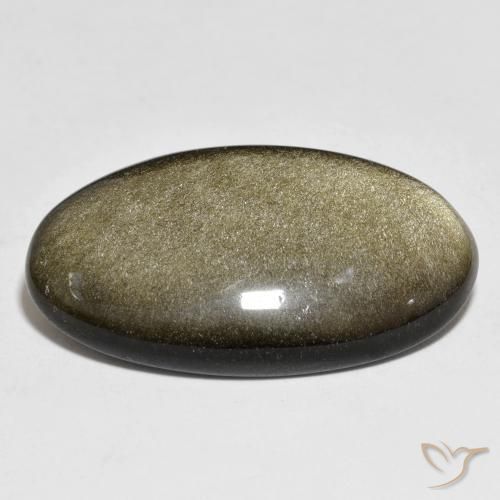 Ossidiana Nero con riflessi dorati naturale da 21.84 ct, Ovale, Opaco