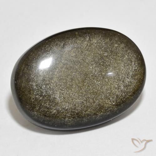 22.54ct Naturale Nero con riflessi dorati Ossidiana, Ovale, Opaco