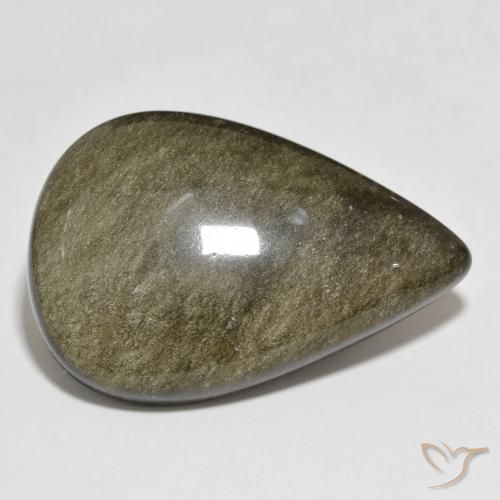 Ossidiana Nero con riflessi dorati naturale da 29.01 ct, Forma a pera, Opaco