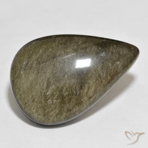 Ossidiana Nero con riflessi dorati naturale da 29.01 ct, Forma a pera, Opaco