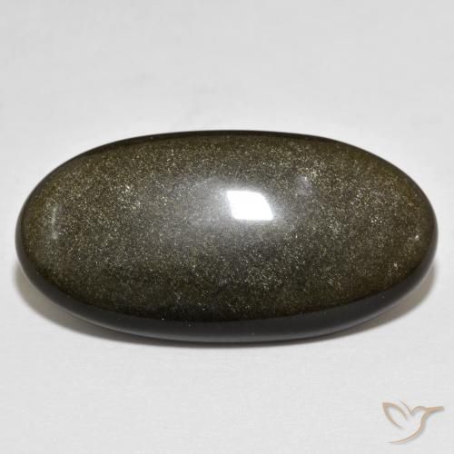 19.87ct Naturale Nero con riflessi dorati Ossidiana, Ovale, Opaco