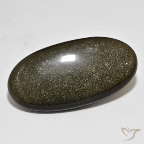 Ossidiana Nero con riflessi dorati naturale da 19.87 ct, Ovale, Opaco