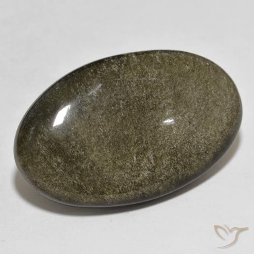 Ossidiana Nero con riflessi dorati naturale da 27.98 ct, Taglio ovale, Opaco