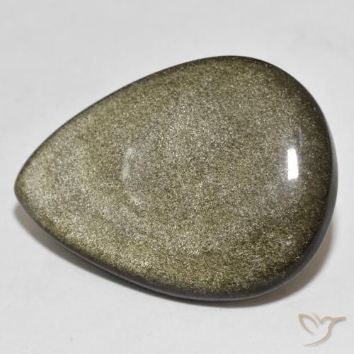26.37ct Naturale Nero con riflessi dorati Ossidiana, Forma a pera, Opaco