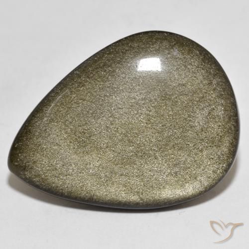 Ossidiana Nero con riflessi dorati naturale da 26.37 ct, Forma a pera, Opaco
