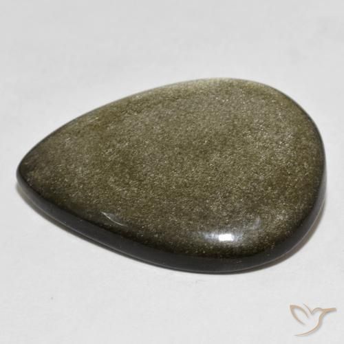 Ossidiana Nero con riflessi dorati naturale da 26.37 ct, Forma a pera, Opaco