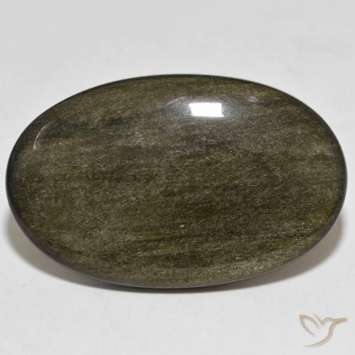 39.46ct Naturale Nero con riflessi dorati Ossidiana, Ovale, Opaco