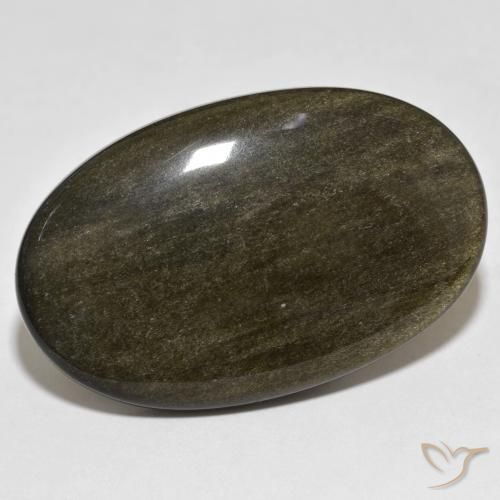 Ossidiana Nero con riflessi dorati naturale da 39.46 ct, Ovale, Opaco