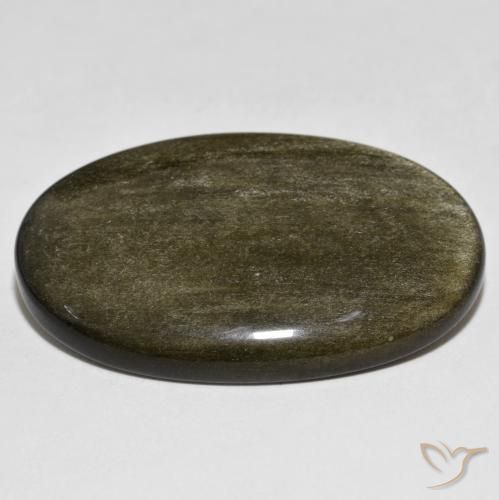 Ossidiana Nero con riflessi dorati naturale da 39.46 ct, Ovale, Opaco