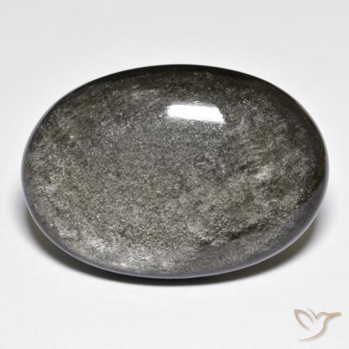 Ossidiana naturale grigio da 32,02 ct, taglio ovale, opaco