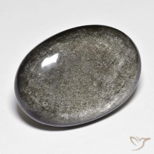 Ossidiana naturale grigio da 32,02 ct, taglio ovale, opaco
