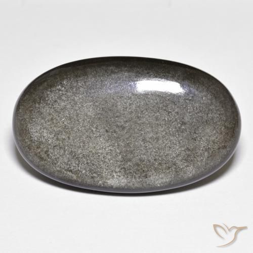 Ossidiana naturale grigio da 26,36 ct, taglio ovale, opaco