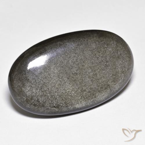 Ossidiana naturale grigio da 26,36 ct, taglio ovale, opaco