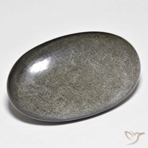 31.03ct Naturale Grigio chiaro Ossidiana, Ovale, Opaco