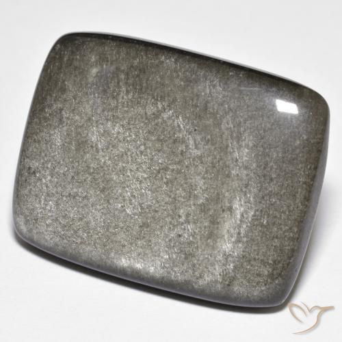 29.71ct Naturale Nero grigiastro Ossidiana, Cuscino, Opaco