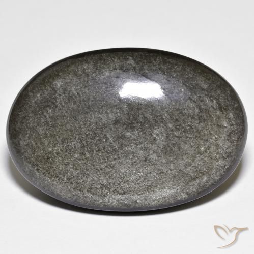 41.78ct Naturale Nero grigiastro Ossidiana, Ovale, Opaco