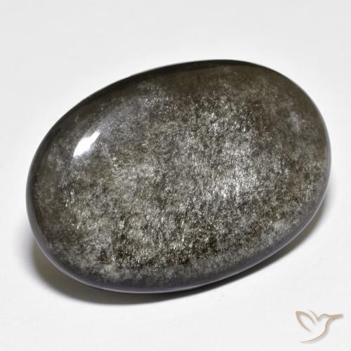 27.47ct Naturale Grigio medio-scuro Ossidiana, Ovale, Opaco