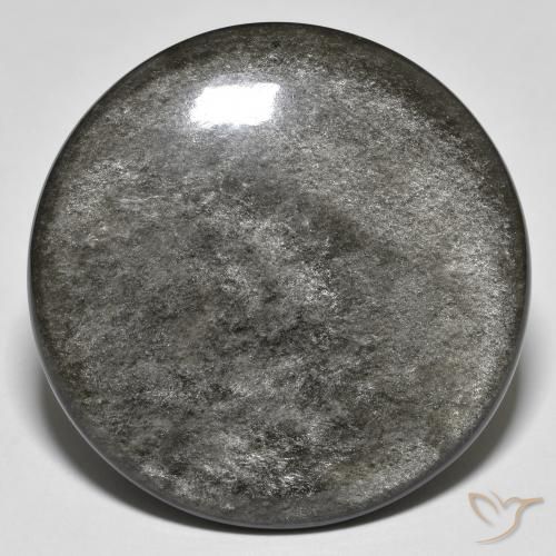 Ossidiana naturale grigio da 37,03 ct, taglio rotondo, opaco
