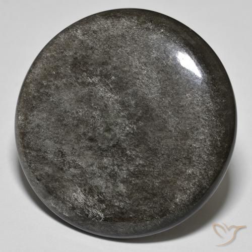 Ossidiana naturale grigio da 37,03 ct, taglio rotondo, opaco