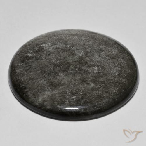 Ossidiana naturale grigio da 37,03 ct, taglio rotondo, opaco