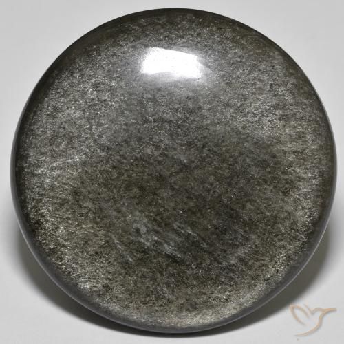 Ossidiana naturale grigio da 44,58 ct, taglio rotondo, opaco