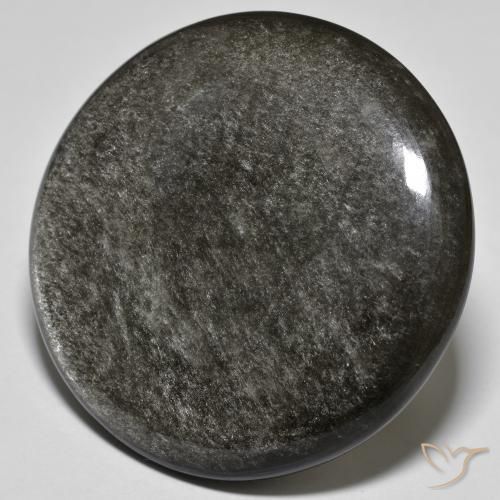 Ossidiana naturale grigio da 44,58 ct, taglio rotondo, opaco