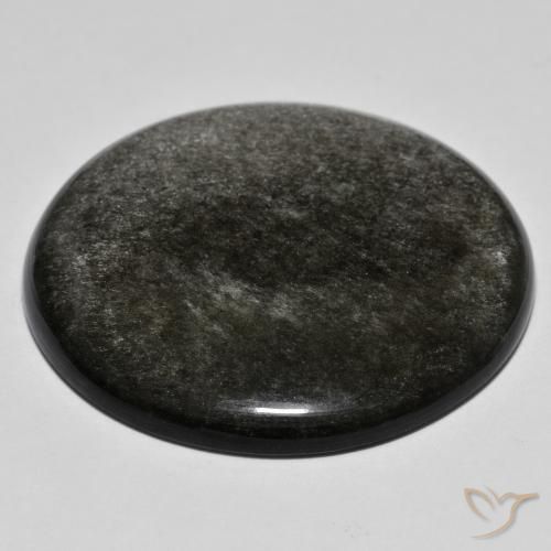 Ossidiana naturale grigio da 44,58 ct, taglio rotondo, opaco