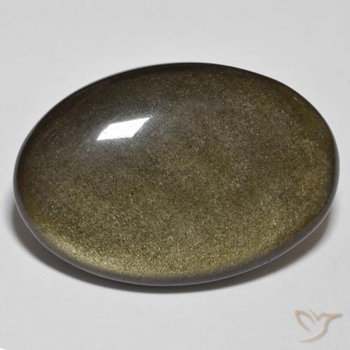 Ossidiana Nero con riflessi dorati naturale da 27.67 ct, Ovale, Opaco