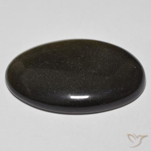 Ossidiana Nero con riflessi dorati naturale da 27.67 ct, Ovale, Opaco