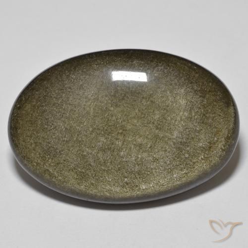 32.66ct Naturale Nero con riflessi dorati Ossidiana, Ovale, Opaco