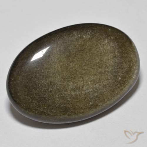 Ossidiana Nero con riflessi dorati naturale da 32.66 ct, Ovale, Opaco