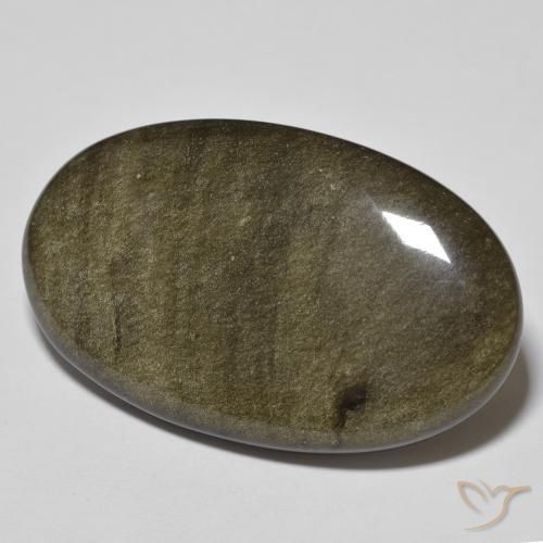33.09ct Naturale Nero con riflessi dorati Ossidiana, Ovale, Opaco