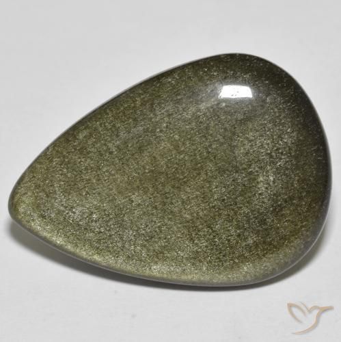 21.49ct Naturale Nero con riflessi dorati Ossidiana, Forma a pera, Opaco