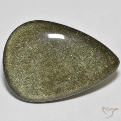 Ossidiana Nero con riflessi dorati naturale da 21.49 ct, Forma a pera, Opaco