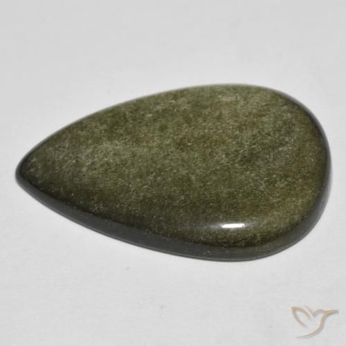 Ossidiana Nero con riflessi dorati naturale da 21.49 ct, Forma a pera, Opaco