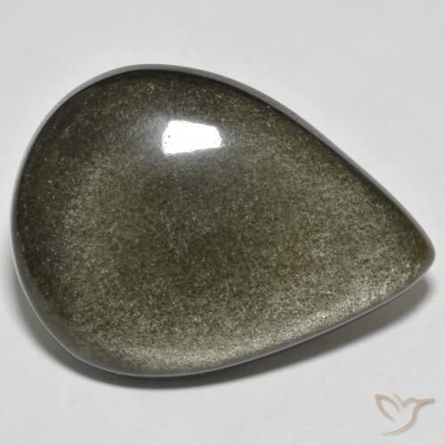 23.49ct Naturale Nero con riflessi dorati Ossidiana, Forma a pera, Opaco