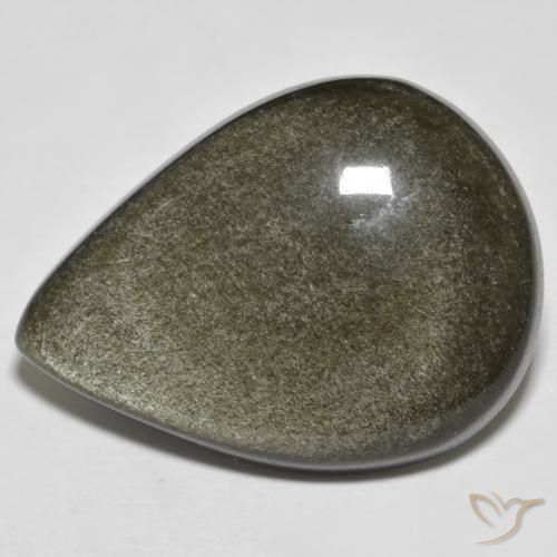 Ossidiana Nero con riflessi dorati naturale da 23.49 ct, Forma a pera, Opaco