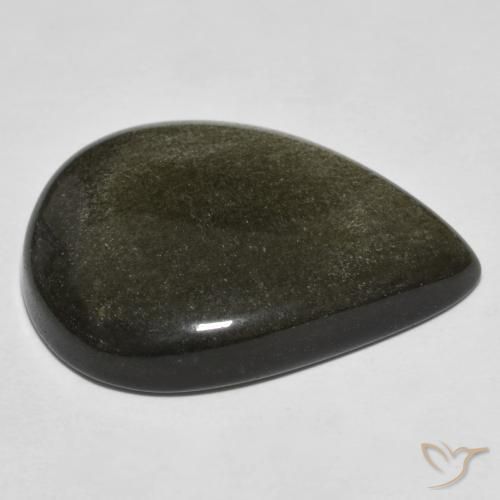 Ossidiana Nero con riflessi dorati naturale da 23.49 ct, Forma a pera, Opaco