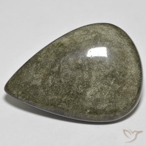 34.05ct Naturale Nero con riflessi dorati Ossidiana, Forma a pera, Opaco