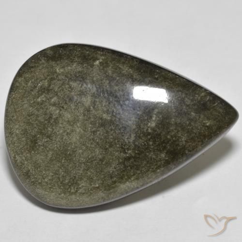 Ossidiana Nero con riflessi dorati naturale da 34.05 ct, Forma a pera, Opaco