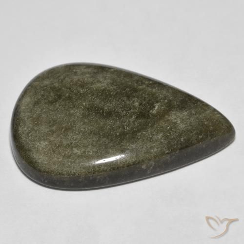 Ossidiana Nero con riflessi dorati naturale da 34.05 ct, Forma a pera, Opaco