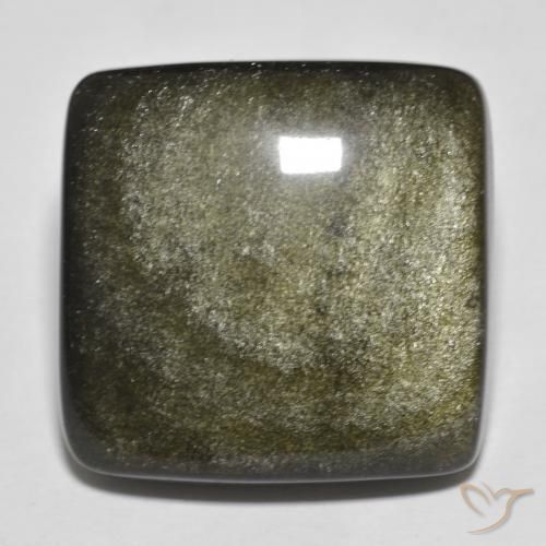 Ossidiana Nero con riflessi dorati naturale da 27.68 ct, Taglio a cuscino, Opaco