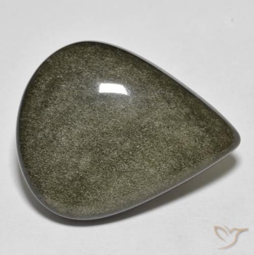 19.50ct Naturale Nero con riflessi dorati Ossidiana, Forma a pera, Opaco