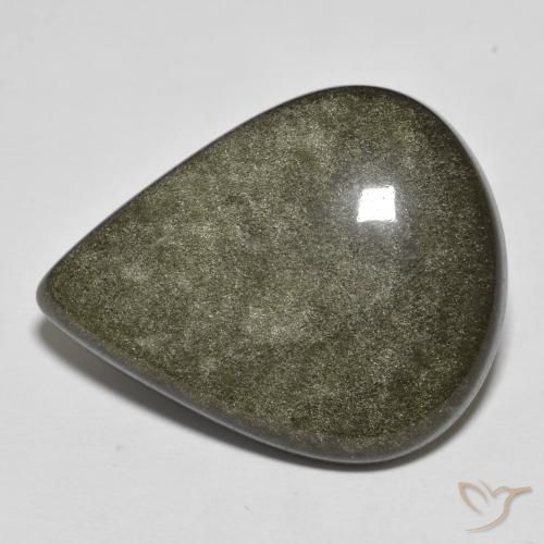 Ossidiana Nero con riflessi dorati naturale da 19.50 ct, Forma a pera, Opaco