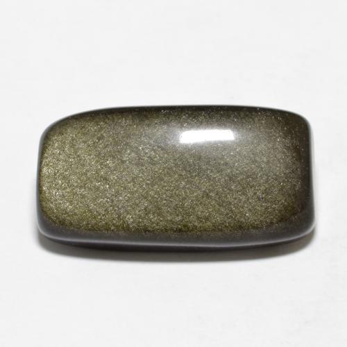 Ossidiana nero con riflessi dorati naturale da 9,48 ct, taglio a cuscino, opaco